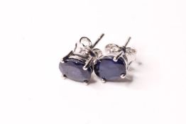 Pair of sapphire silver studs