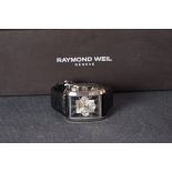 GENTLEMENS RAYMOND WEIL AUTOMATIC CHRONOGRAPH WRISTWATCH W/ BOX & PAPERS, rectangular two tone