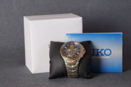 GENTLEMENS SEIKO COUTURA CHRONOGRAPH WRISTWATCH W/ BOX SPARE LINKS & GUARANTEE, circular triple