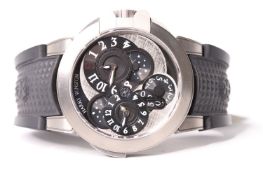 GENTLEMENS HARRY WINSTON OCEAN DUAL TIME MONOCHROME WRISTWATCH REF OCEATZ44 W/BOX & BOOKLET,