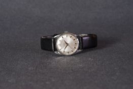 GENTLEMENS NOS CAMY 'SPUTNIK' WRISTWATCH, circular silver dial with hour markers and hands, 29mm