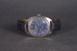 GENTLEMENS ZENITH SPORTO 28800 DATE WRISTWATCH, circular blue dial with hour markers and hands, date