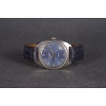 GENTLEMENS ZENITH SPORTO 28800 DATE WRISTWATCH, circular blue dial with hour markers and hands, date