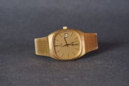 GENTLEMENS OMEGA DE VILLE QUARTZ WRISTWATCH, rounded champagne dial with stick hour markers and