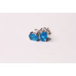 Pair of neon blue apatite silver studs