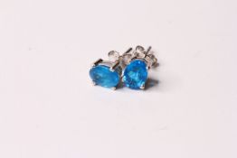 Pair of neon blue apatite silver studs