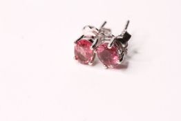 Pair of pink tourmaline silver studs