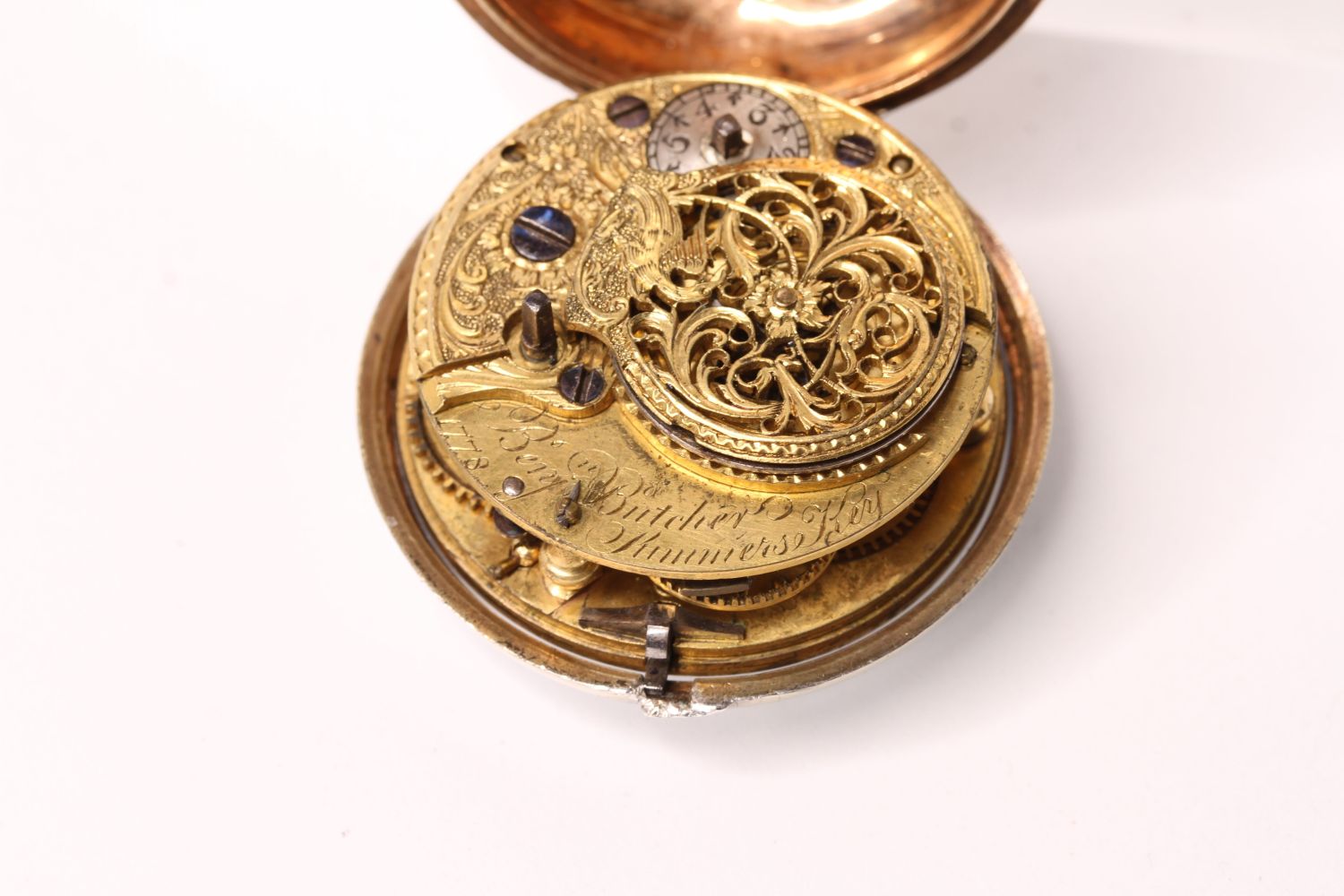 18TH CENTURY PAIR CASED VERGE FUSEE POCKET WATCH - Image 7 of 9