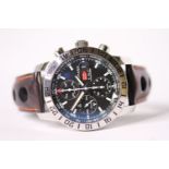 GENTLEMENS CHOPARD 1000 MIGLIA GMT WRISTWATCH REF 1720335 W/BOX & PAPERS, circular black dial with