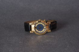 GENTLEMENS HARRY WINSTON PREMIER 18CT GOLD AUTOMATIC WRISTWATCH, circular teal blue dial with a gold