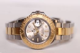 LADIES ROLEX OYSTER PERPETUAL YACHT-MASTER REFERENCE 69623, circular silvered dial, luminous hour