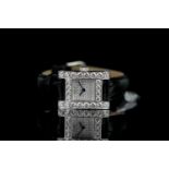 LADIES CHOPARD DIAMOND SET H WRISTWATCH REF 493 1, square pave set diamond dial, diamond set bezel