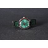 GENTLEMENS VOSTOK DIVERS WRISTWATCH, circular green dial with arabic numeral hour markers and hands,