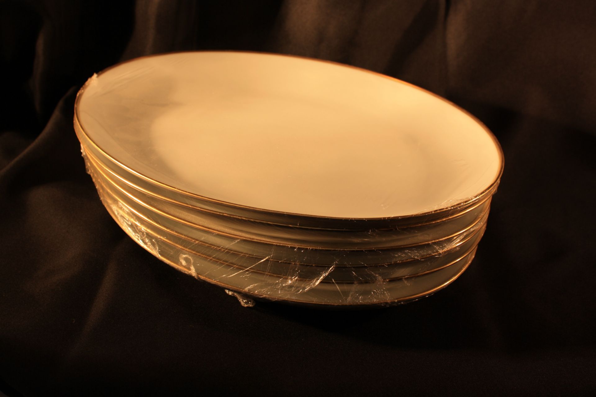 Ivory Gold Band Platters 15 " x 11.5"