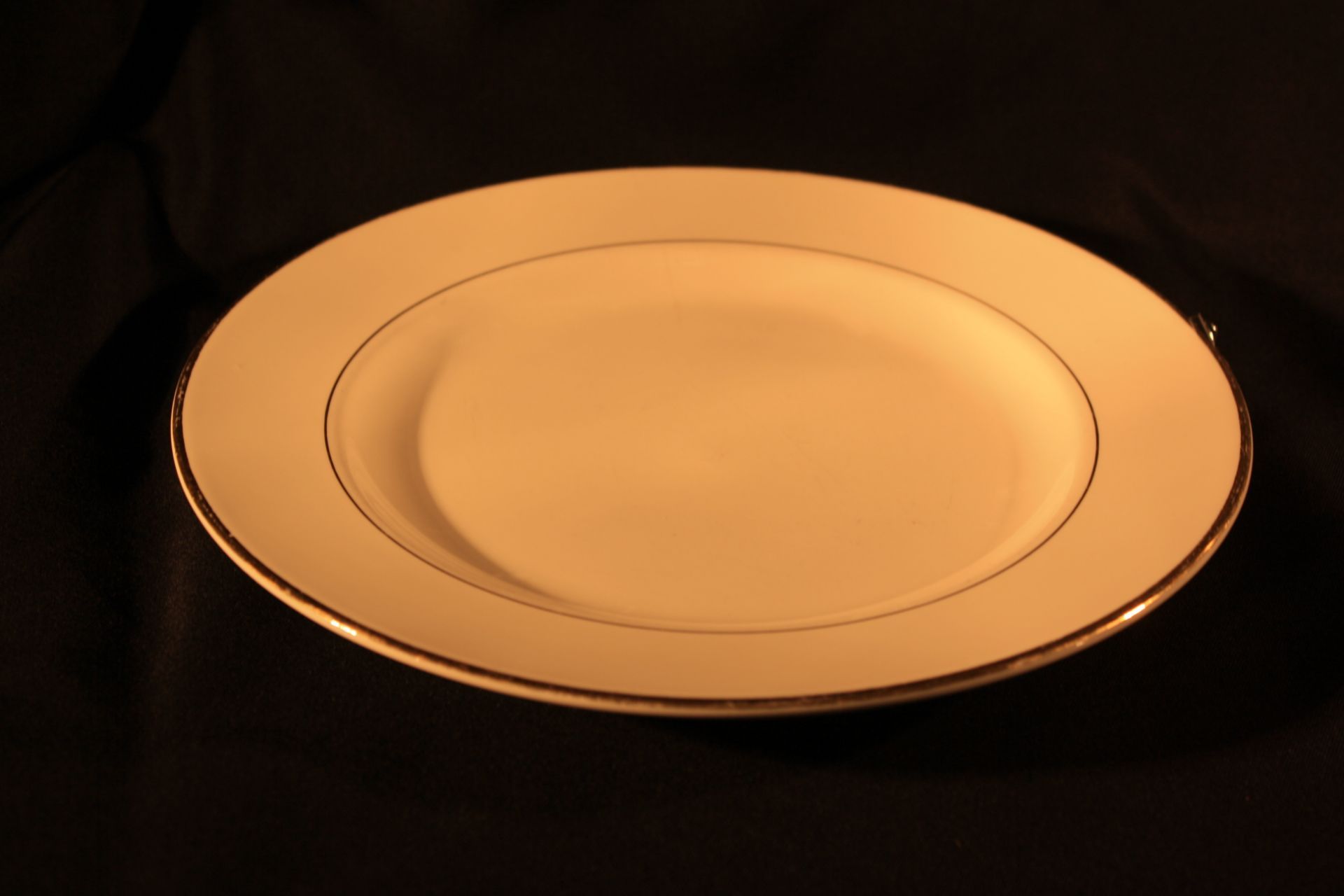 Lot of 490 10" Ivory Gold Band Plates
