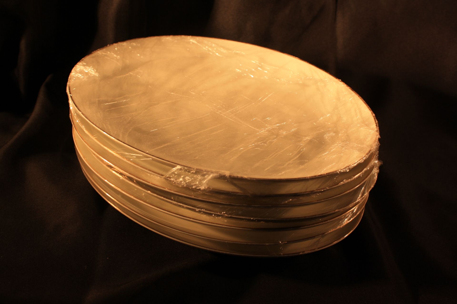 Ivory Gold Band Platter 14.5"