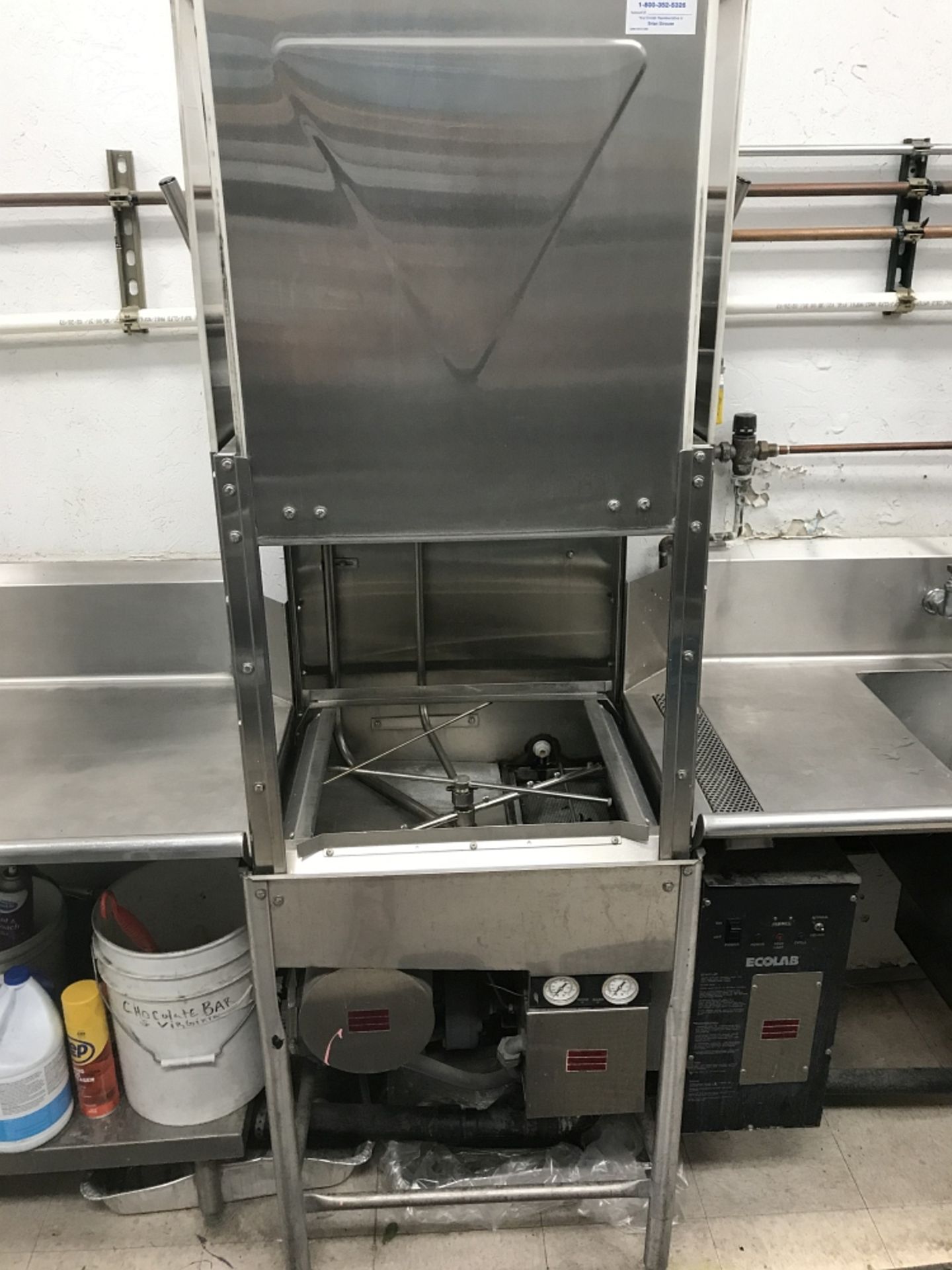 EcoLab EcoStar 2018 Dishwasher, Mdl ES-18 w/ 5' Infeed/Sink Table & Sprayer, w/ 3' Outfeed Table - Image 3 of 5