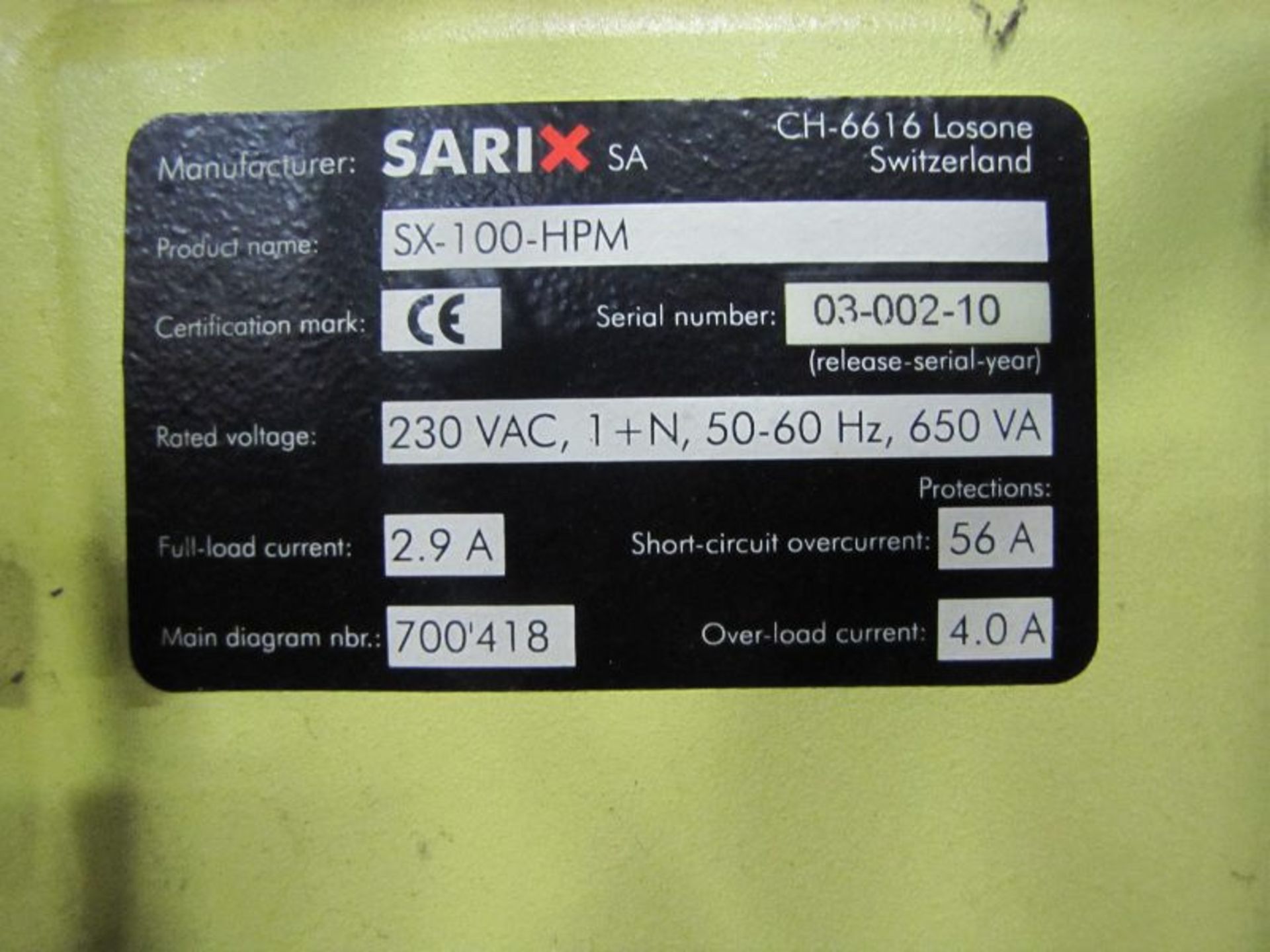 Sarix Product Name Model SX-100-HPM EDM Machine - Image 2 of 9