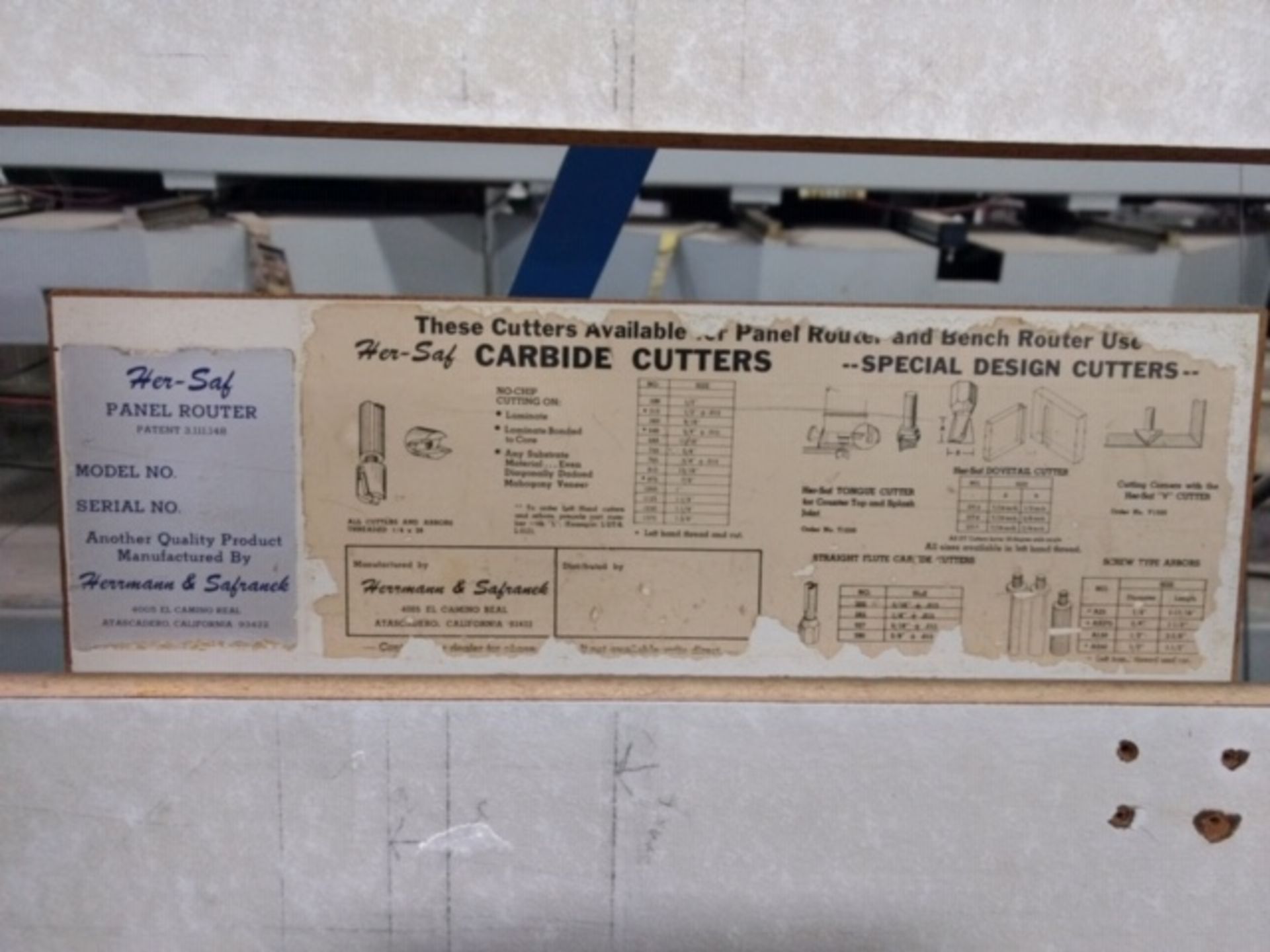 Herrmann & Safranek Model 145 Panel Router - Image 2 of 3