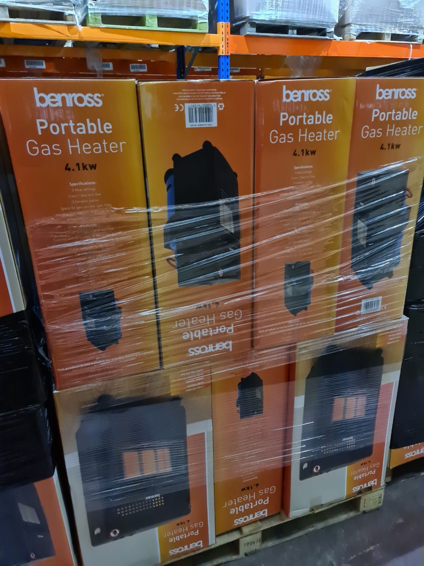 PALLET OF 12 x NEW BOXED BENROSS 4.1KW PORTABLE GAS HEATERS