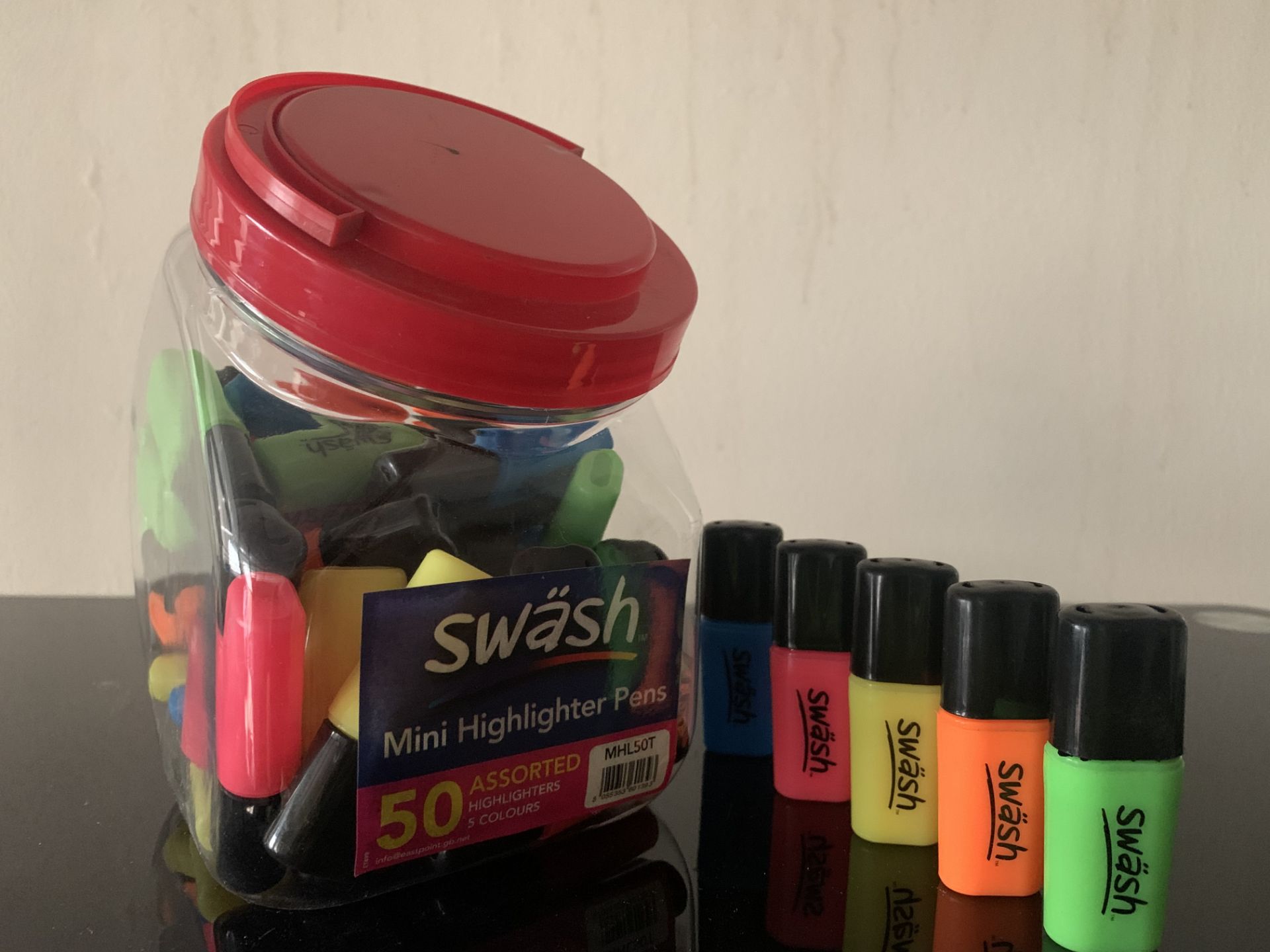 6 X TUBS OF ASSORTED SWASH MINI HIGHLIGHTER PENS IN VARIOUS COLOURS