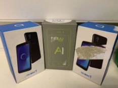 3 X REFURBISHED MOBILE PHONE IE NUU MOBILE A1, 2 X ALCATEL 1