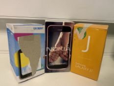 3 X REFURBISHED MOBILE PHONES IE ALCATEL PIXI 4, SAMSUNG GALAXY J1, NOKIA 1