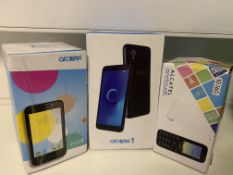 3 X REFURBISHED MOBILE PHONES IE ALCATEL ONE TOUCH, ALCATEL PIXI 4, ALACTEL 1