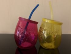 96 X FUNKY GLASS BEAKERS WITH STRAW IN 2 BOXES