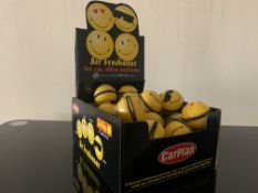 360 X BRAND NEW CARPLAN SMILEY FACE EMOJI AIRFRESHENERS IN 10 BOXES