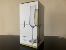 6 X BRAND NEW BOXES OF 4 JASPER CONRAN CALVELLO FLUTES ( 200ML CRYSTAL GLASS DISHWASHER SAFE )