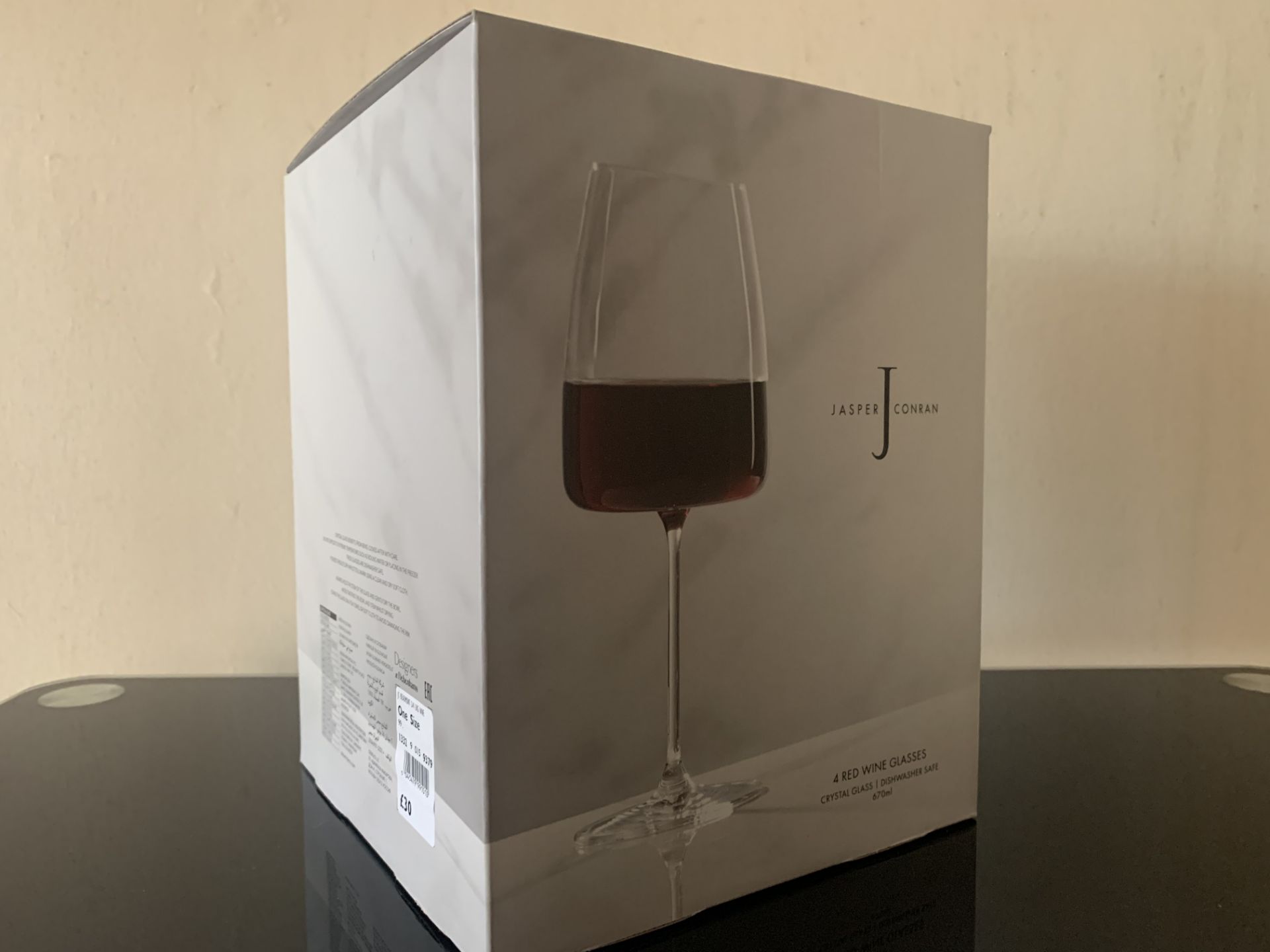 6 X BRAND NEW BOXES OF 4 JASPER CONRAN RED WINE GLASSES ( 670ML CRYSTAL GLASS DISHWASHER SAFE )