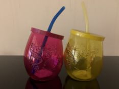 96 X FUNKY GLASS BEAKERS WITH STRAW IN 2 BOXES