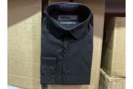 30 X SLIMFIT BLACK LONG SLEEVED SHIRTS IN RATIO SIZES IN 1 BOX