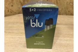 180 x New Sealed MyBlu Liquidpods Menthol 2 Pack 0MG Pod System - Vape