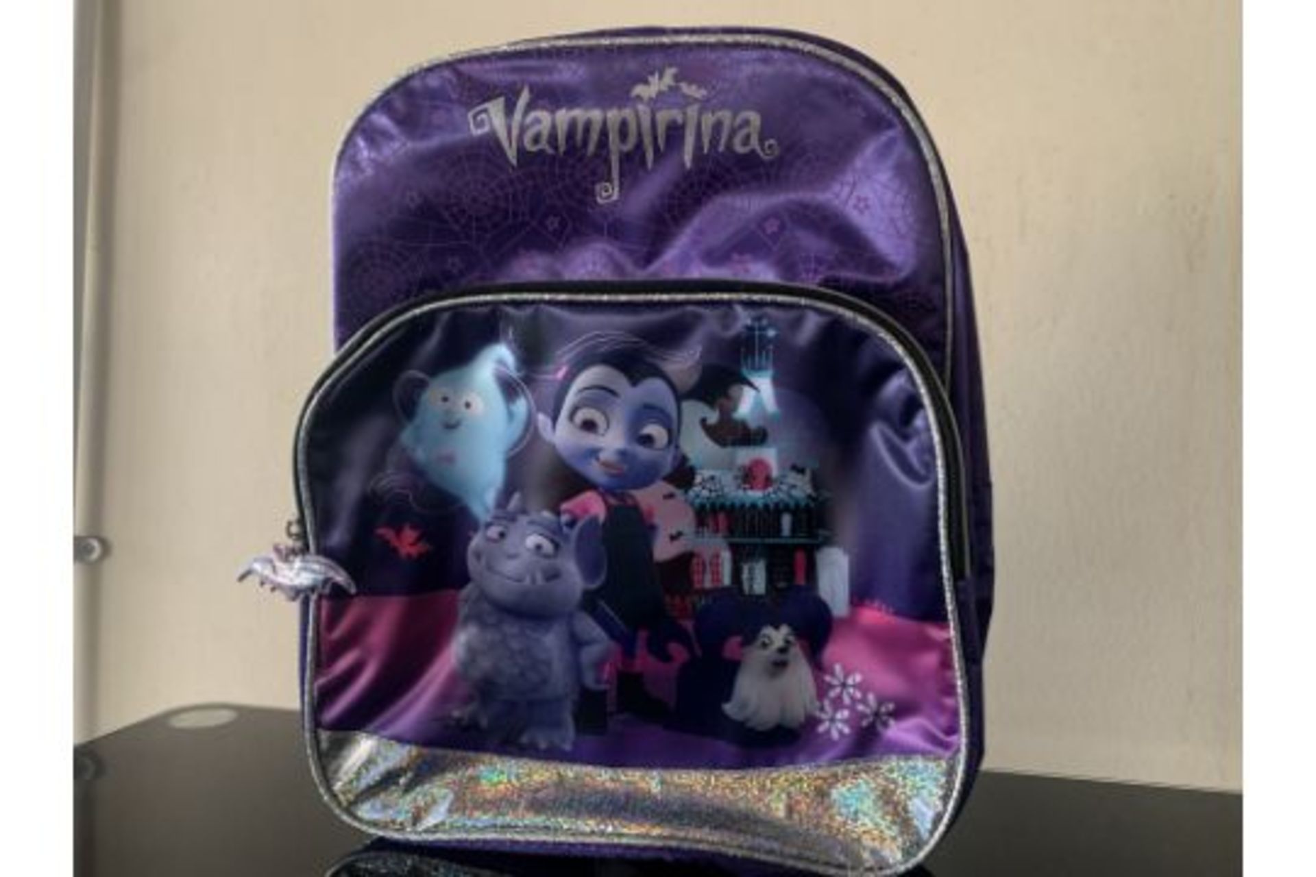 12 X VAMPIRINA SATIN BACKPACKS WITH FRONT POCKET IN 1 BOX