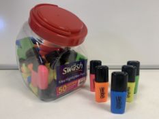 6 X BRAND NEW TUBS OF 50 ASSORTED SWASH MARKER PENS