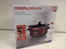 2 X BRAND NEW MORPHY RICHARDS SEAR AND STEW 3.5L SLOW COOKER RED