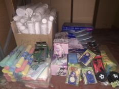 MIXED LOT CONTAINING NOTE FORGERY TESTERS, CONFETTI, CLOTHS, PAPER CUPS, SLIPCOVER, STORAGE