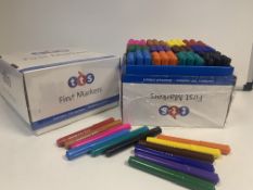 5 X BRAND NEW TTS FIRST MARKERS SETS WITH 144 ASSORTED COLOURED MARKER PENS