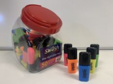 6 X BRAND NEW TUBS OF 50 ASSORTED SWASH MARKER PENS