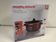 2 X BRAND NEW MORPHY RICHARDS SEAR AND STEW 3.5L SLOW COOKER RED