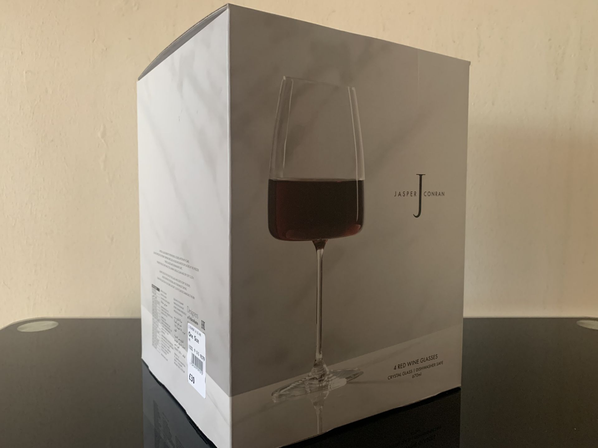2 X BRAND NEW BOXES OF 4 JASPER CONRAN RED WINE GLASSES ( 670ML CRYSTAL GLASS DISHWASHER SAFE )