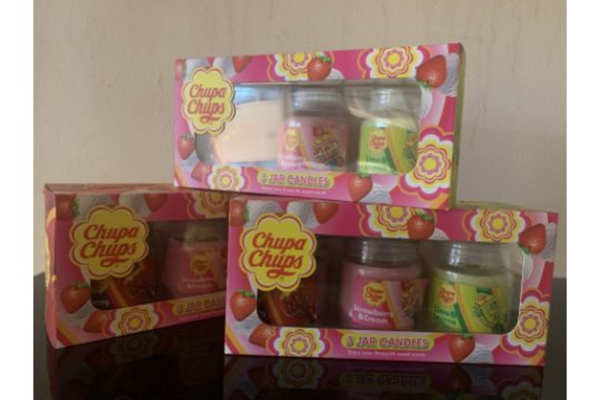 4 X BRAND NEW CHUPA CHUPS 3 JAR CANDLE SETS