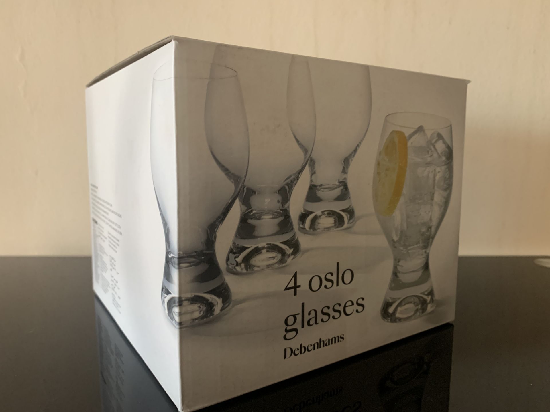 3 X BRAND NEW BOXES OF 4 OSLO GLASSES ( 350ML ) PRICE MARKED AT £20 PER SET