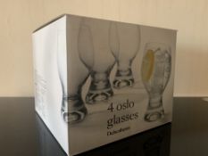 3 X BRAND NEW BOXES OF 4 OSLO GLASSES ( 350ML ) PRICE MARKED AT £20 PER SET