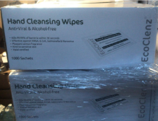 (COLLECTION FROM SS15 BASILDON) 3000 X ANTI VIRAL AND ALCOHOL FREE HAND CLEANSING WIPES IN 3 BOXES