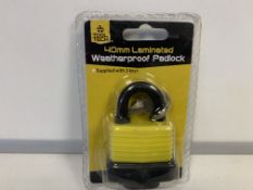 96 X BRAND NEW TOOL TECH 40MM LAMINATED WATERPROOF PADLOCKS IN 2 BOXES