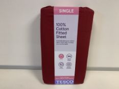 (NO VAT) 18 X BRAND NEW TESCO BERRY 100% COTTON SINGLE FITTED SHEETS