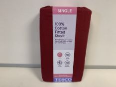 (NO VAT) 18 X BRAND NEW TESCO BERRY 100% COTTON SINGLE FITTED SHEETS